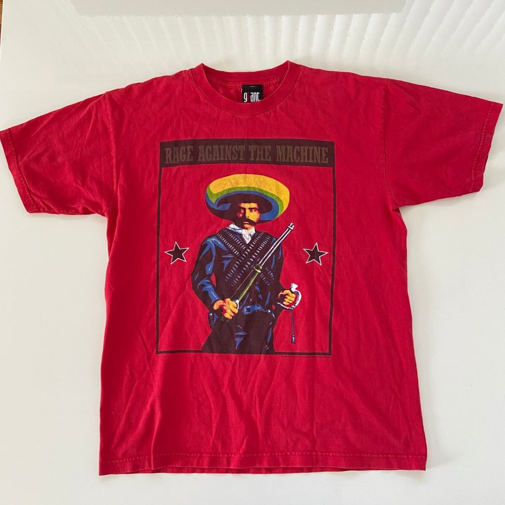 Vintage 2000 Rage Against The Machine T-Shirt Mens Large Red Emiliano Zapata Tee